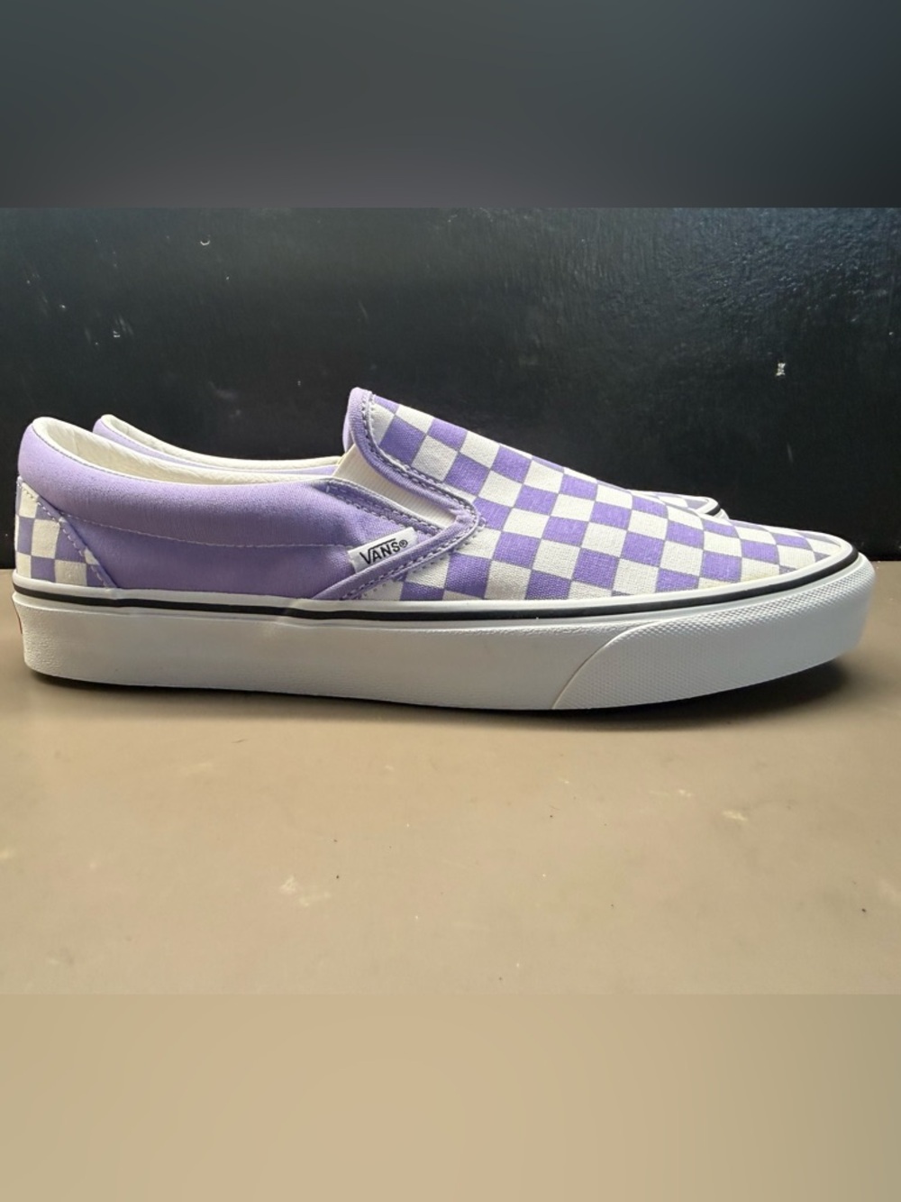 New Unisex VANS Classic Slip On Checkerboard Violet White Canvas  Size Men 10.5